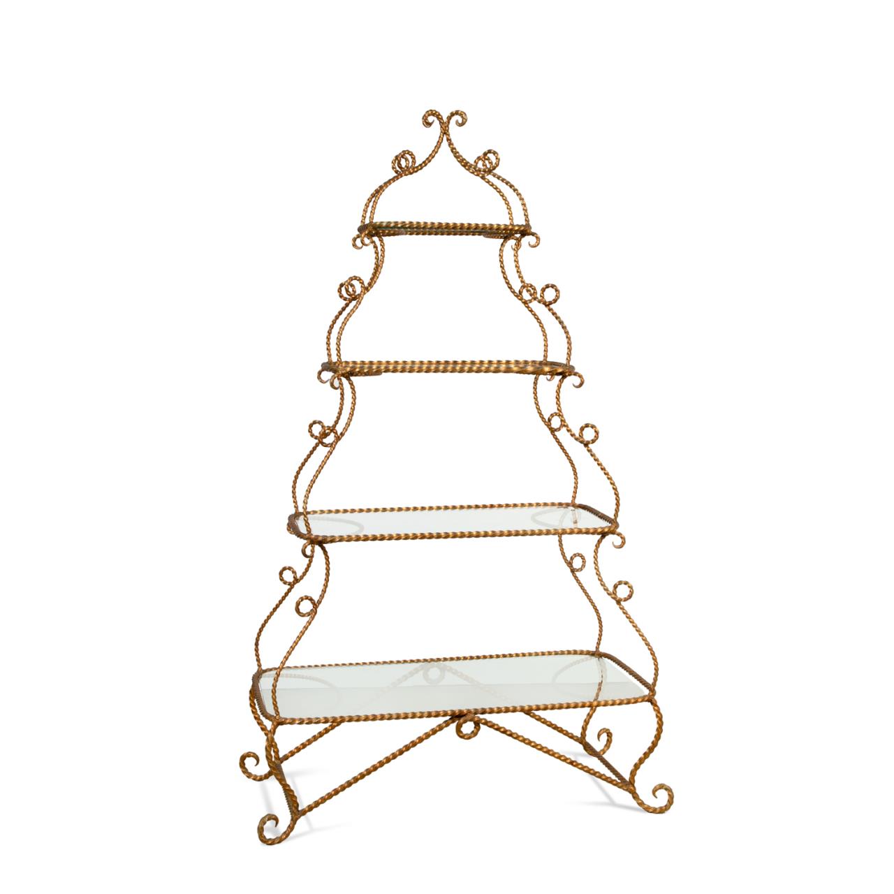 HOLLYWOOD REGENCY GILT METAL FOUR