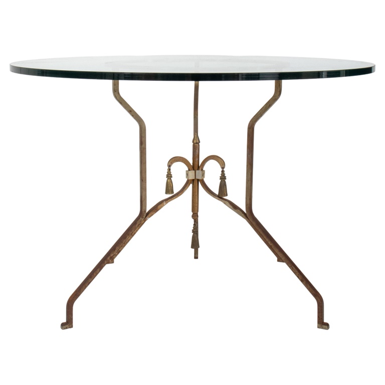 HOLLYWOOD REGENCY GLASS TOPPED