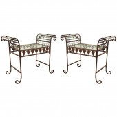 HOLLYWOOD REGENCY METAL BENCHE