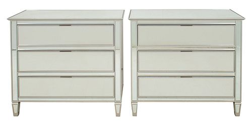 HOLLYWOOD REGENCY MIRRORED 3 DRAWER