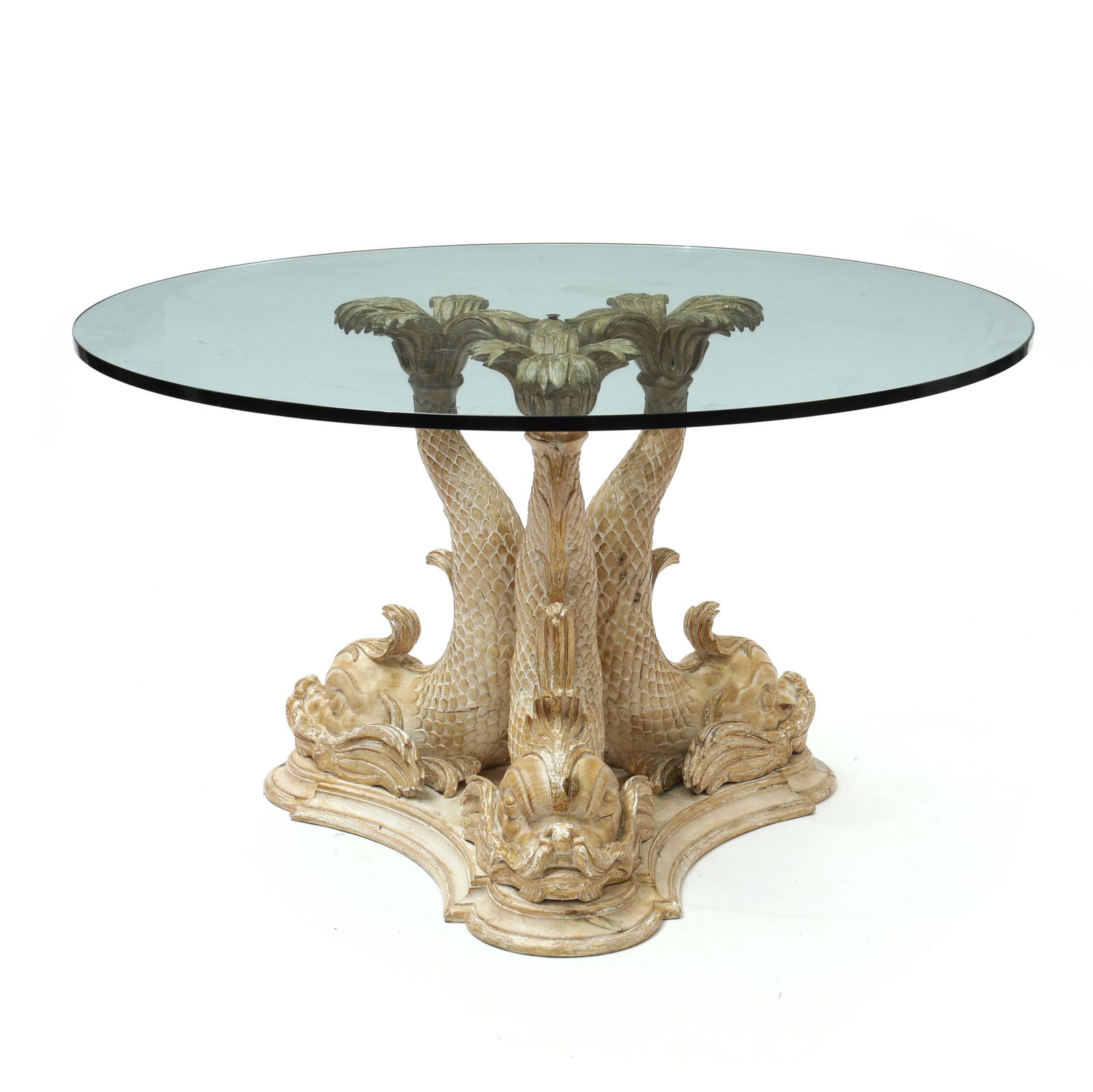 HOLLYWOOD REGENCY STYLE GLASS TOP