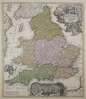 HOMANN, ANTIQUE MAP OF ENGLAND