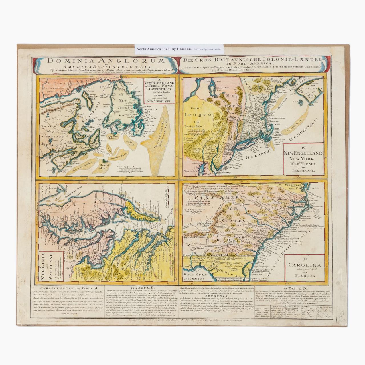HOMANN, ENGLISH TERRITORIES IN