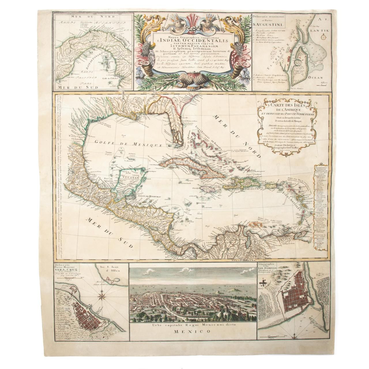 HOMANN, MAP, CARIBBEAN, MEXICO,