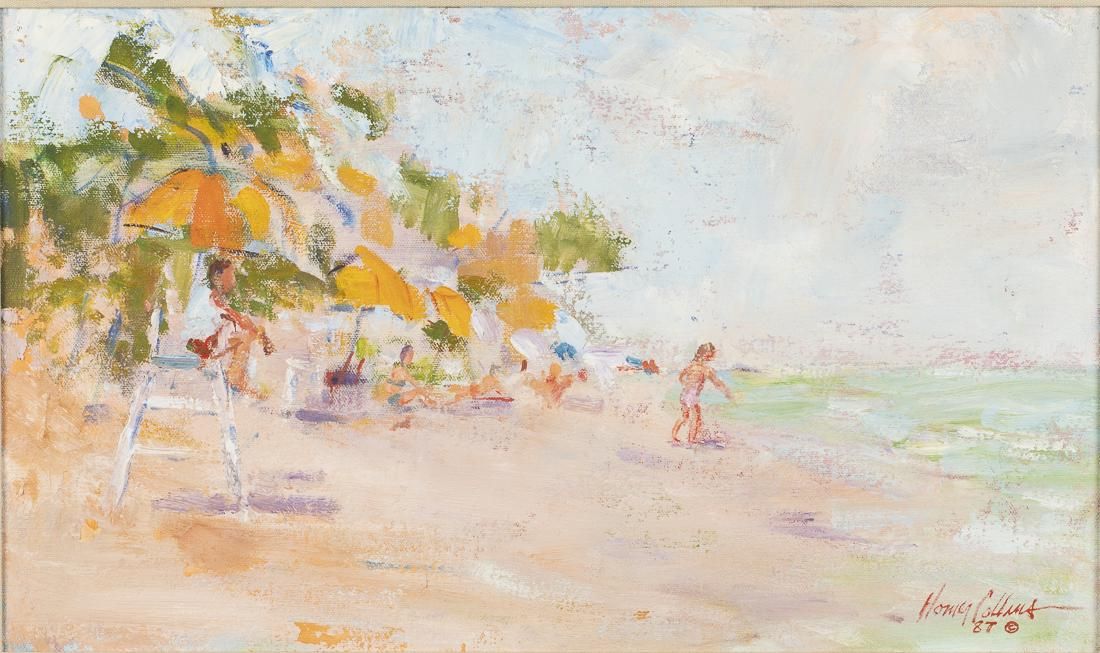 HOMER COLLINS, BEACH SCENE, OIL