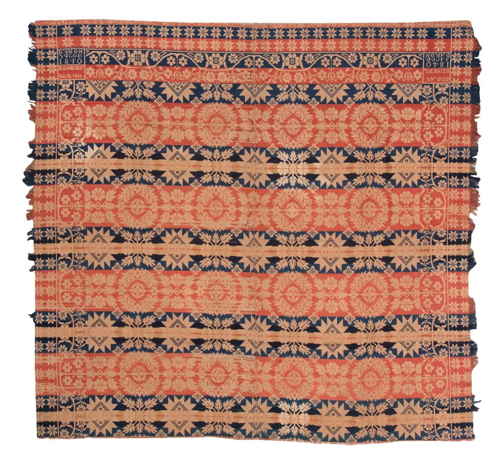 HOMESPUN COVERLET DATED 1840 6’7” X