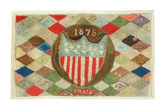 HOOKED RUG.  American  ca.1875 