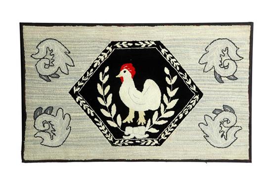 HOOKED RUG.  American  late