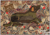 HOOKED RUG DATED 1902, OF A RE