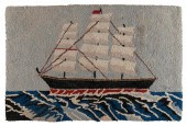 HOOKED RUG DEPICTING A THREE-M