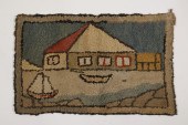 HOOKED RUG Early 20th c. Sceni