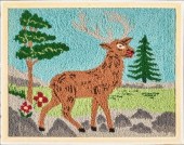 HOOKED RUG OF DEERA framed hoo