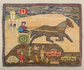 HOOKED RUG, SULKY & DRIVER, P.