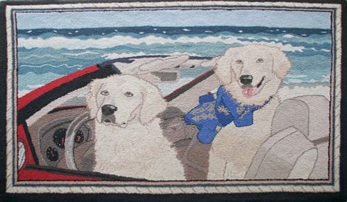HOOKED RUG "TWO LABRADOR RETRIEVERS