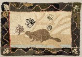 HOOKED RUG WITH BEAVERA hooked