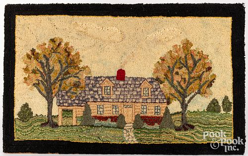 HOOKED RUG WITH HOUSE,