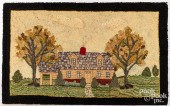 HOOKED RUG WITH HOUSE, EARLY/M