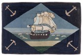HOOKED RUG WITH NAUTICAL SCENE