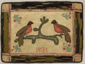 HOOKED RUG WITH ROBINSA hooked
