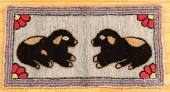 HOOKED RUG WITH TWO DOGS, EARL