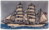 HOOKED WOOL RUG DEPICTING A WH