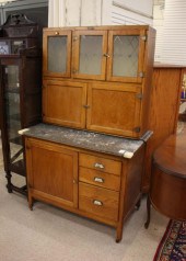 HOOSIER' OAK KITCHEN CABINET,