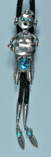 Hopi bolo tie, mud head figure