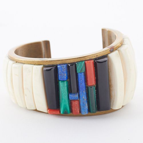 HOPI BRONZE BRACELET W/ INSET