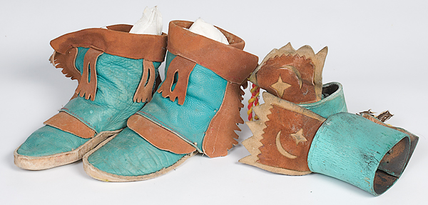 Hopi Dance Cuffs and Hide Moccasins