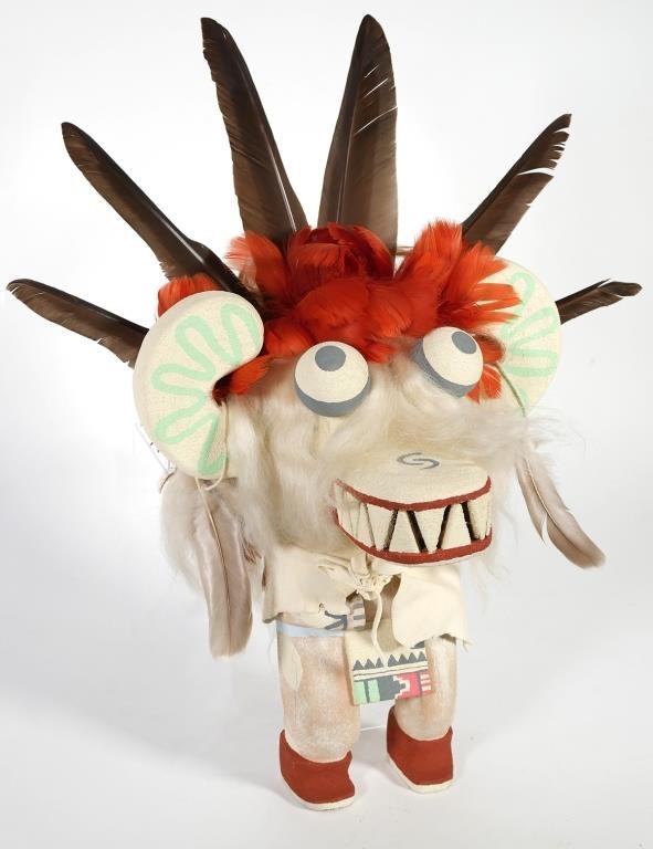HOPI KACHINA WHITE OGRE, SIGNED