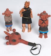 Hopi Mudhead Dolls and Rattle