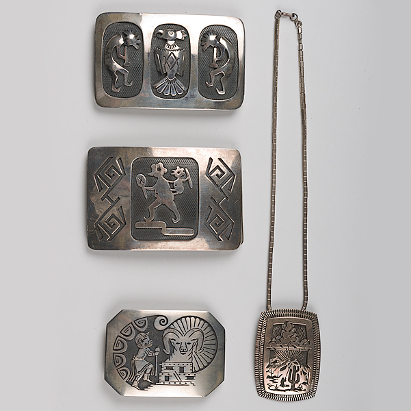 Hopi Silver Overlay Belt Buckles