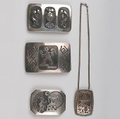 Hopi Silver Overlay Belt Buckl