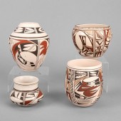 HOPI-TEWA, GROUP OF FOUR POTTE