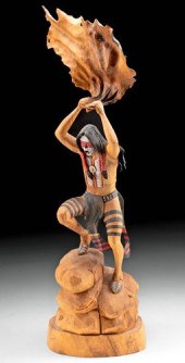 HOPI WOOD SCULPTURE "SIGN OF C