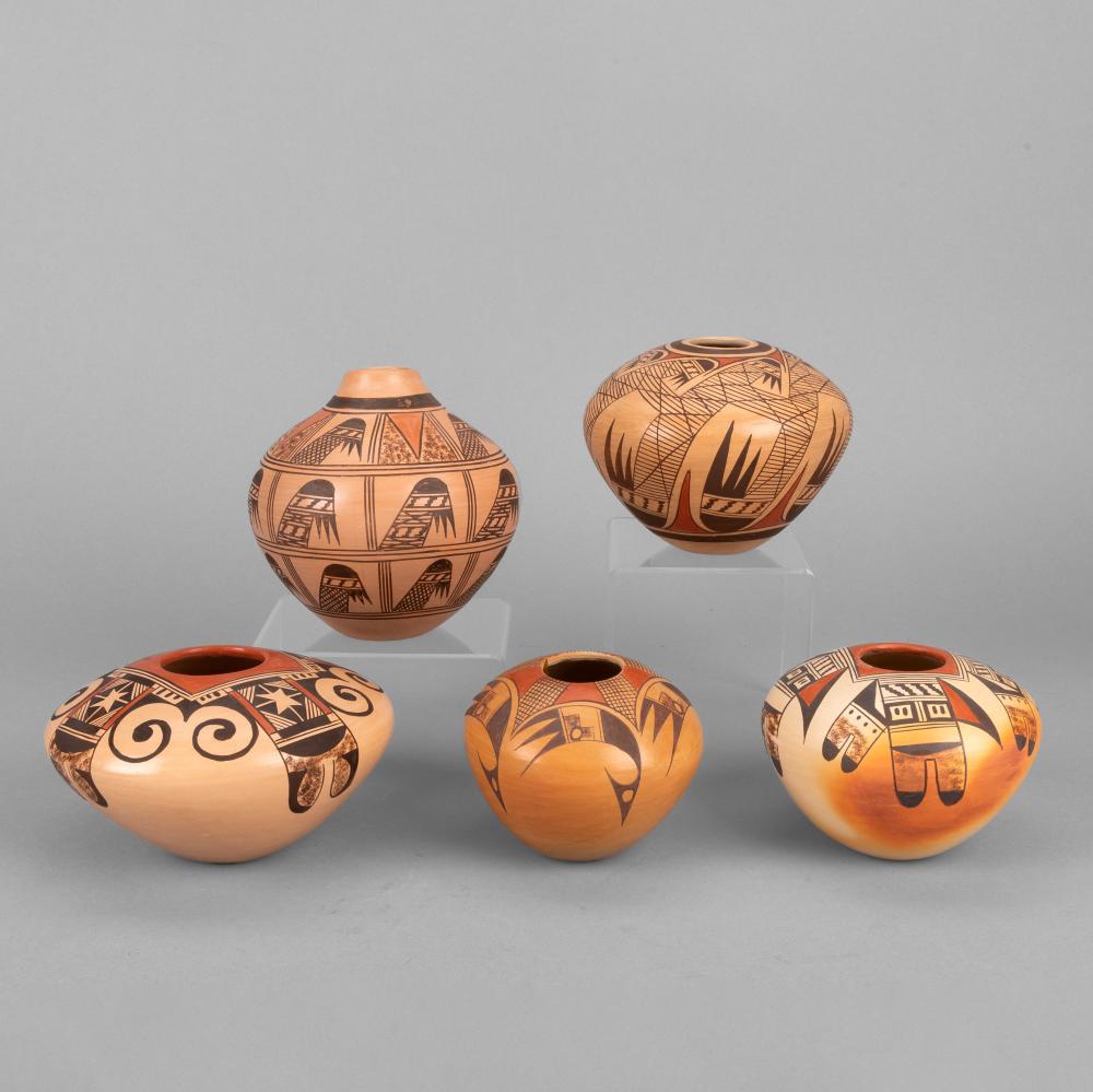 HOPI/TEWA, GROUP OF FIVE POLYCHROME