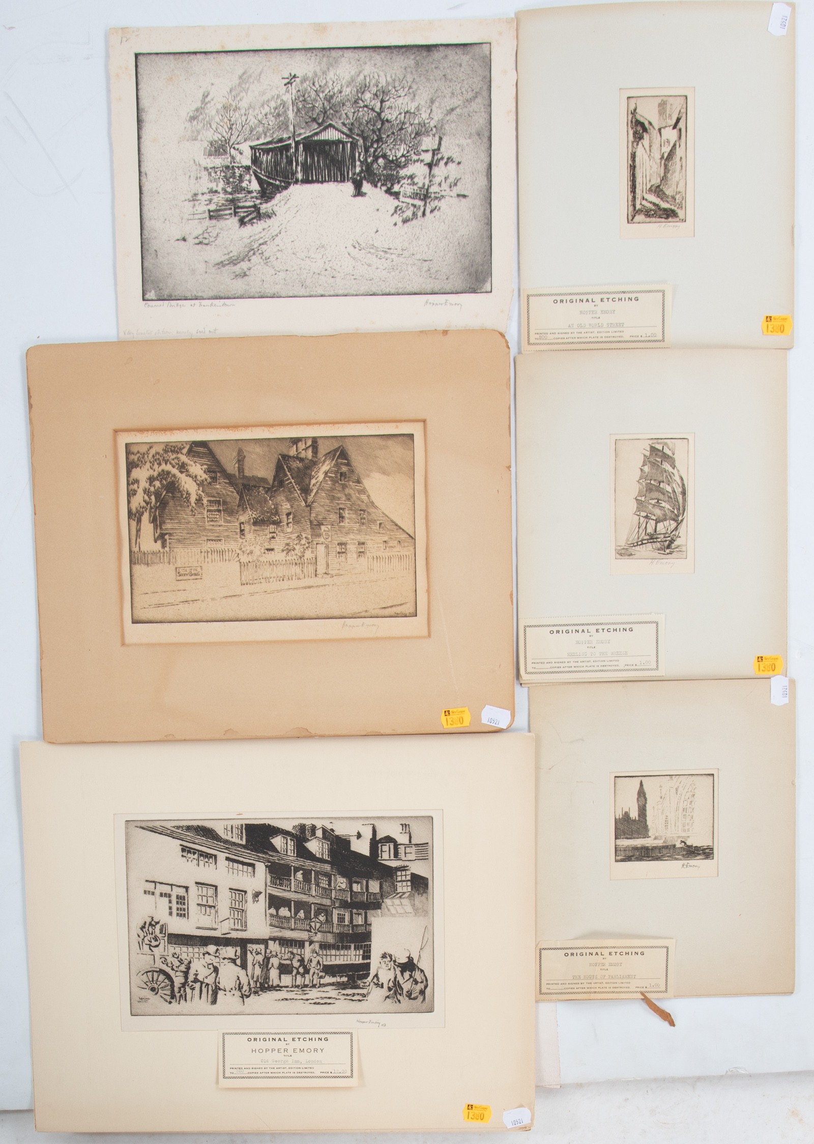 HOPPER EMORY. FIVE UNFRAMED