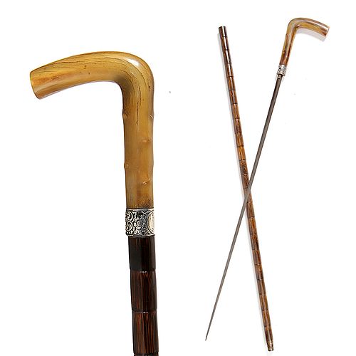 HORN DRESS SWORD CANECa. 1900- A