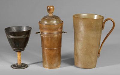 Horn stemmed goblet, cups, tankard: