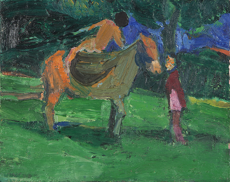 ''Horse and Rider'' oil on