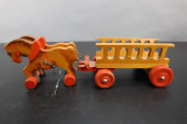 HORSE AND WAGON PAINTED WOODEN