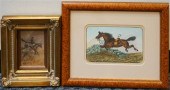 HORSE, FRAMED WATERCOLOR AND H