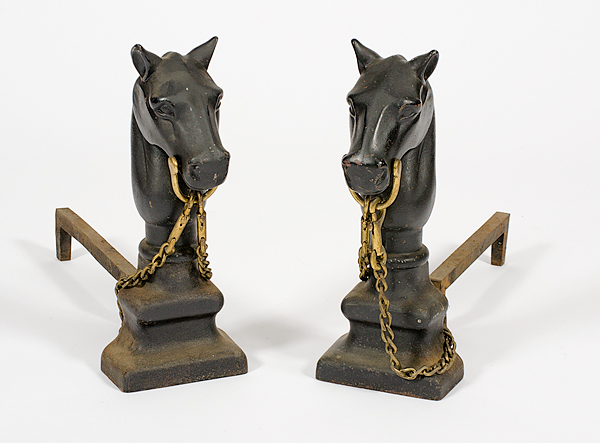 Horse Head Andirons A pair of