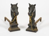 Horse Head Andirons A pair of