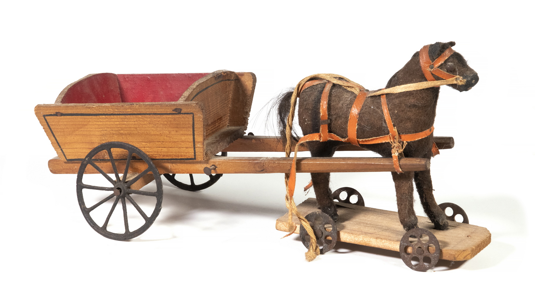 HORSE PULL TOY WITH WOODEN CART