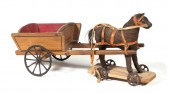 HORSE PULL TOY WITH WOODEN CAR