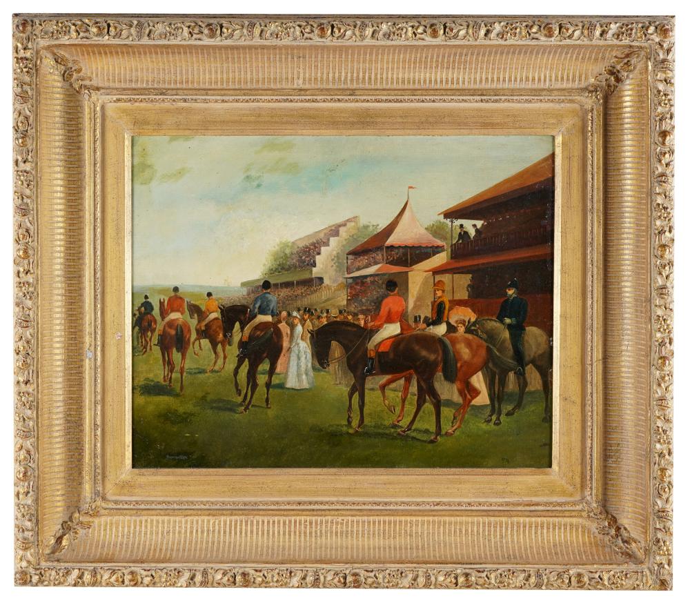 HORSE RACING SCENEoil on canvas