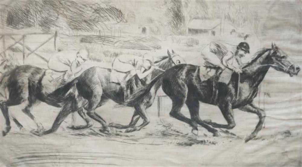 HORSES RACING, ENGRAVING, FRAMED,