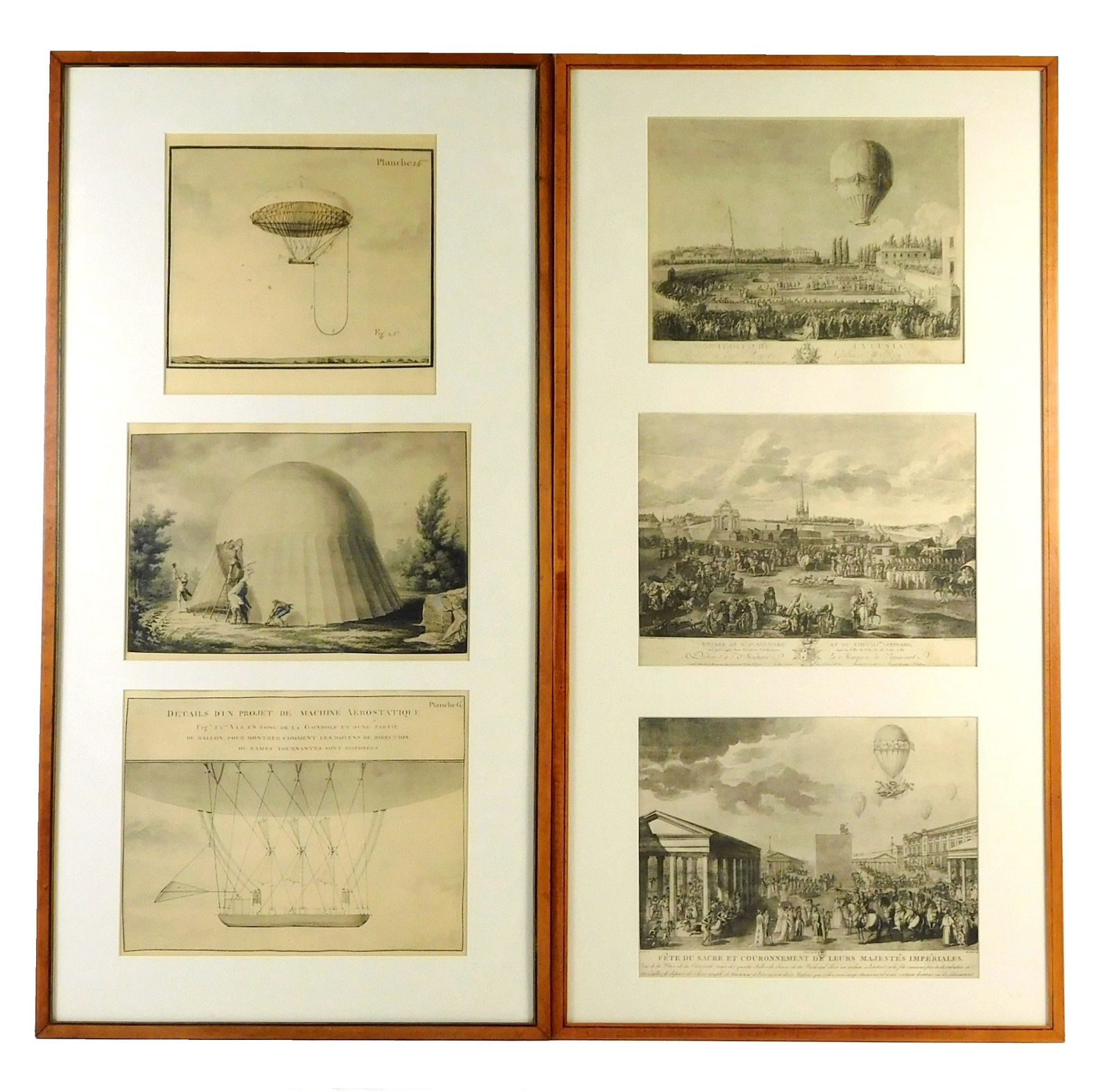 HOT AIR BALLOON ETCHINGS IN PAIR OF