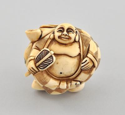 Hotei Osho Figure Ivory Netsuke